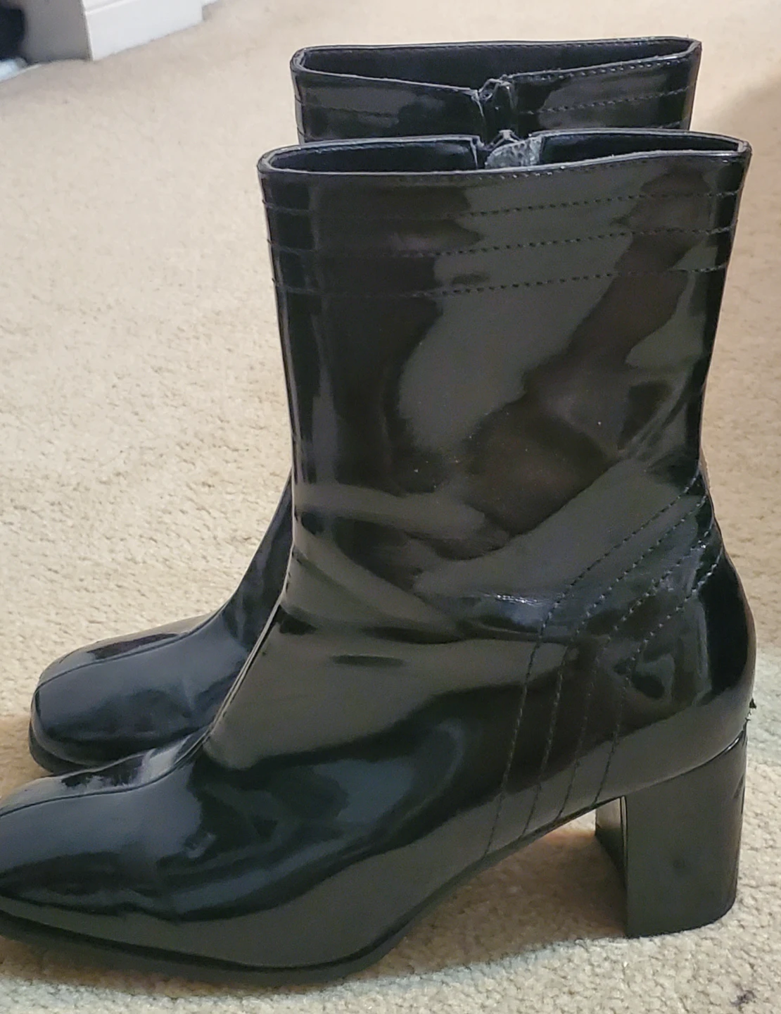 Aquatalia Black Patent Leather Ankle Boots