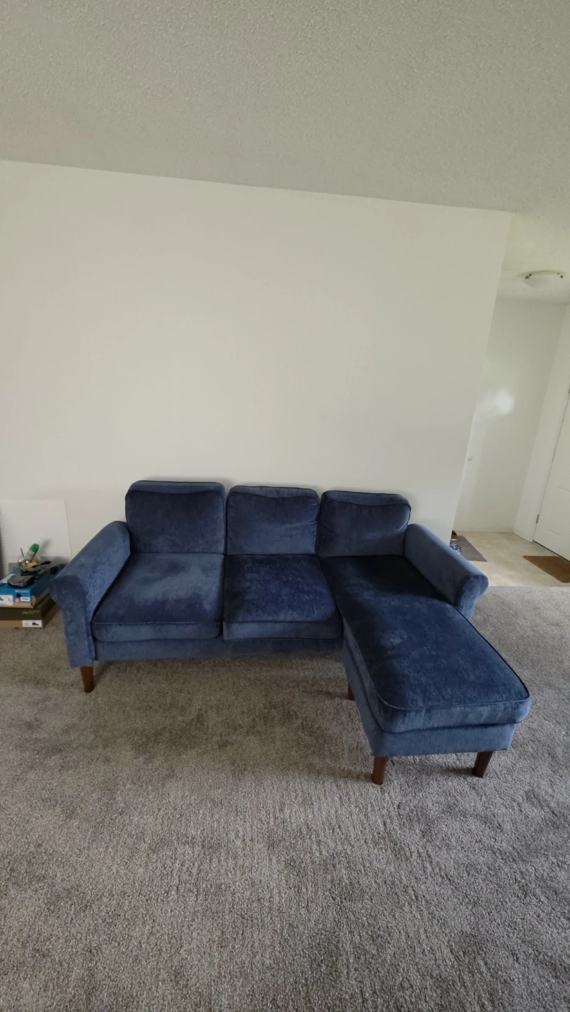 Convertible l Sofa with Reversible Chaise Lounge, Dark Blue