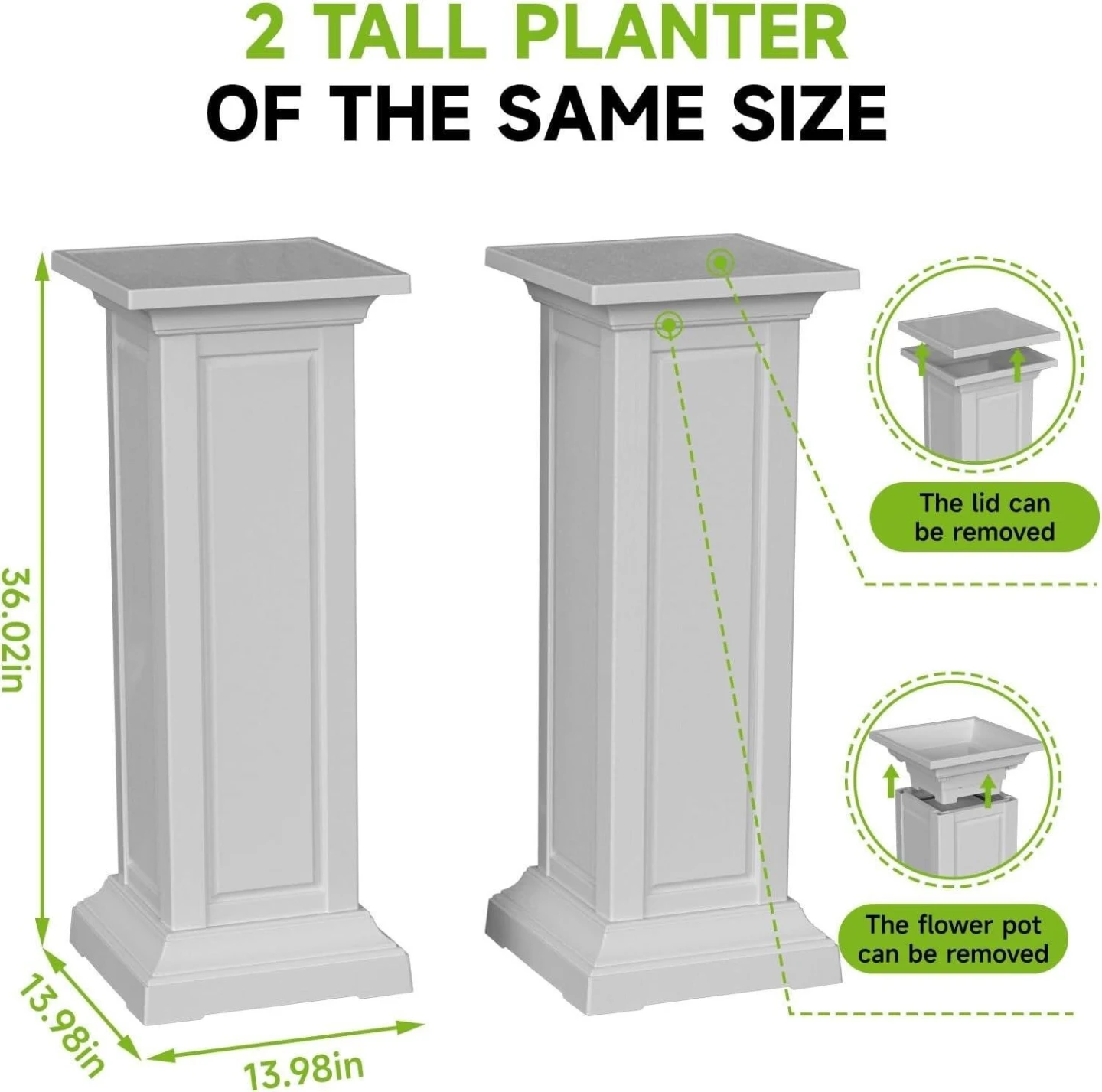 Set of 2 White Tall Planters - photo 2