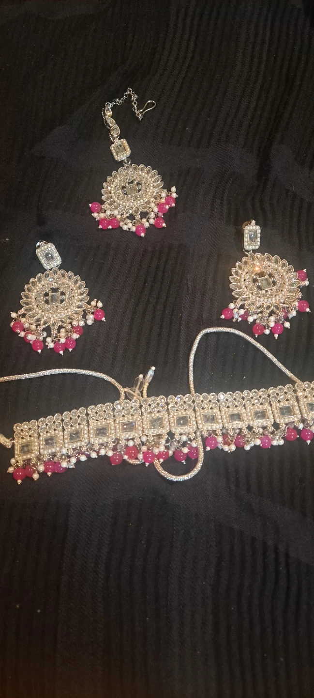 Saree gown hot pink with set - photo 5