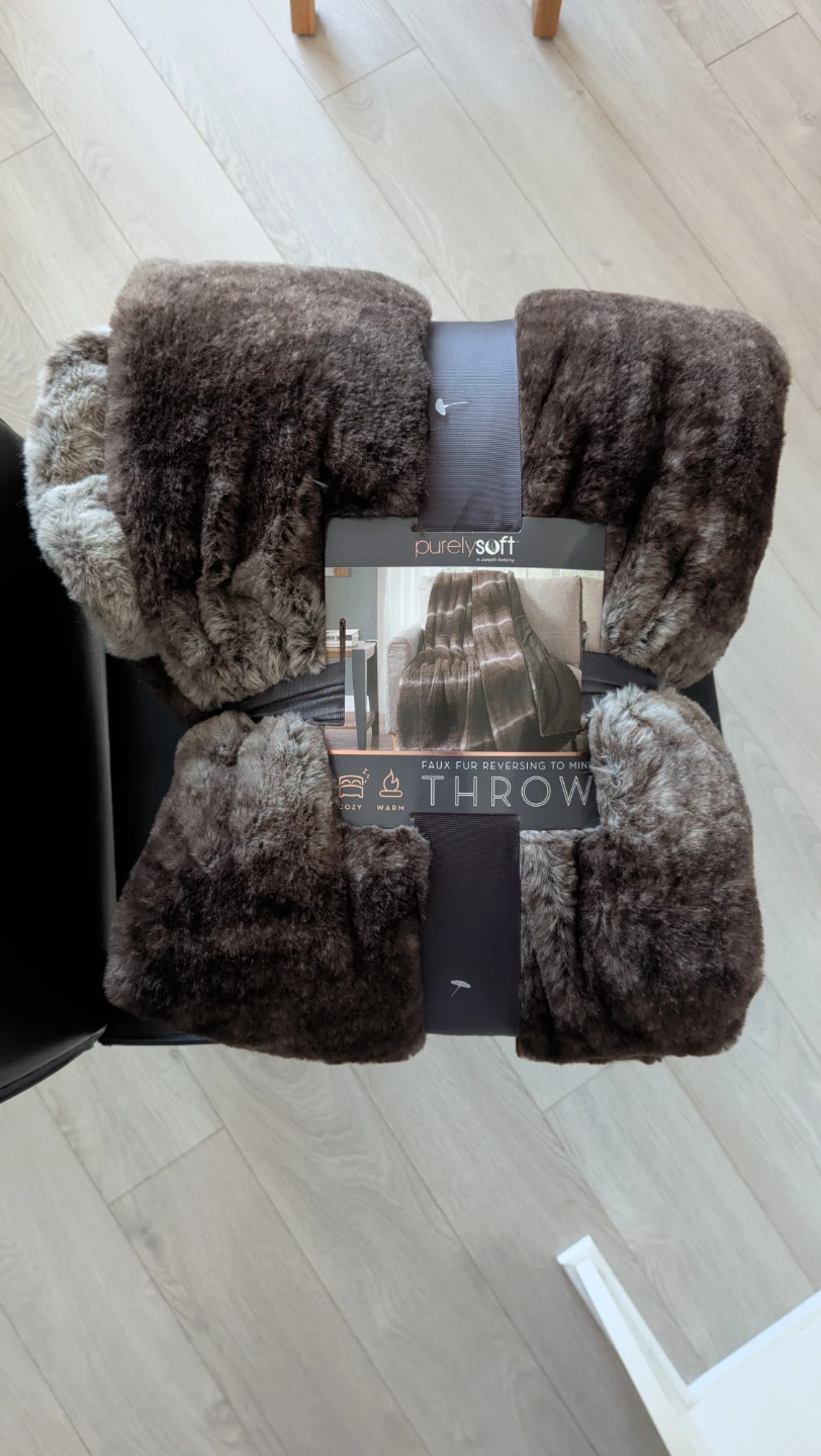 PurelySoft Faux Fur Reversible to Mink Throw Blanket