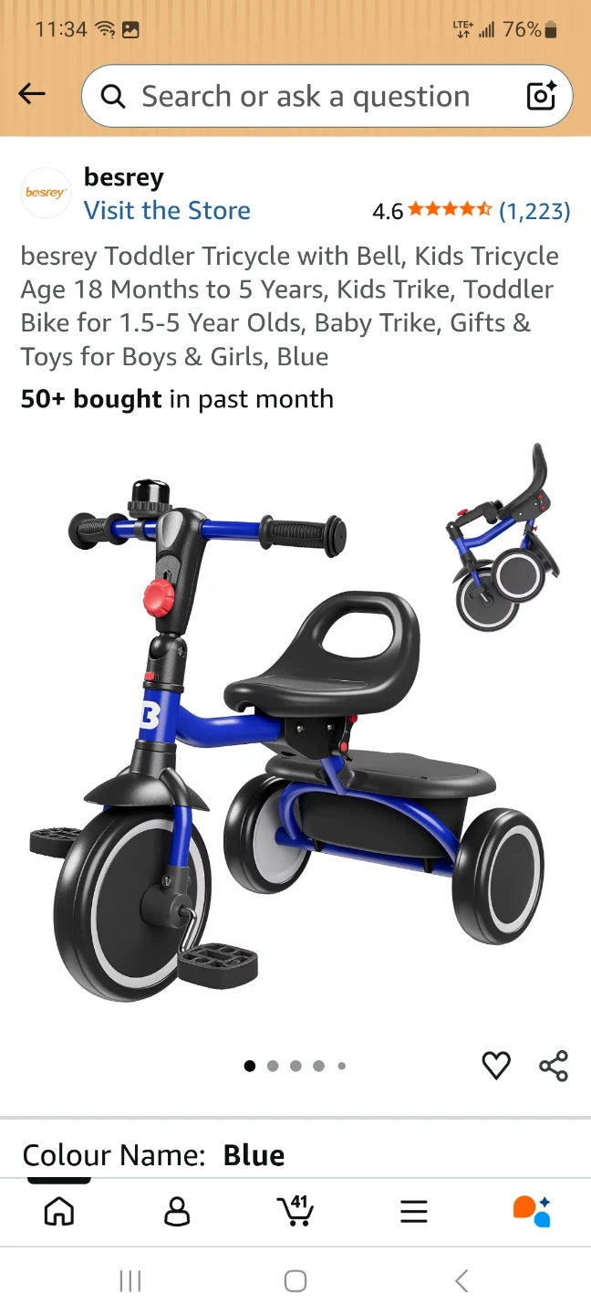 Besrey Toddler Tricycle Blue