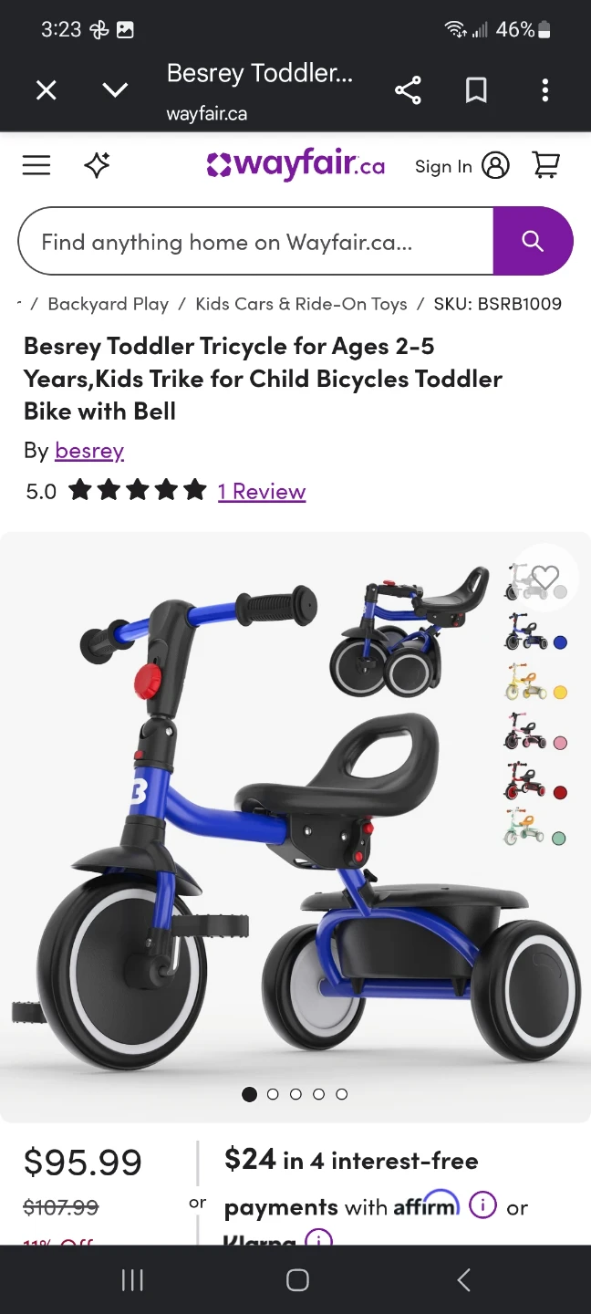 Besrey Toddler Tricycle Blue - photo 3