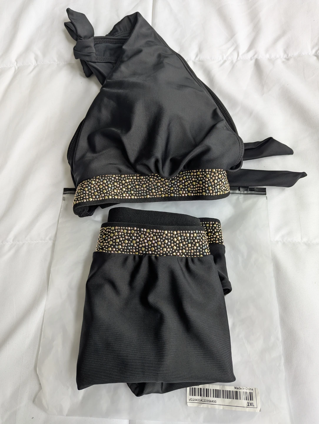 Black Bikini Set with Gold Embellishments - Size 2XL - photo 3