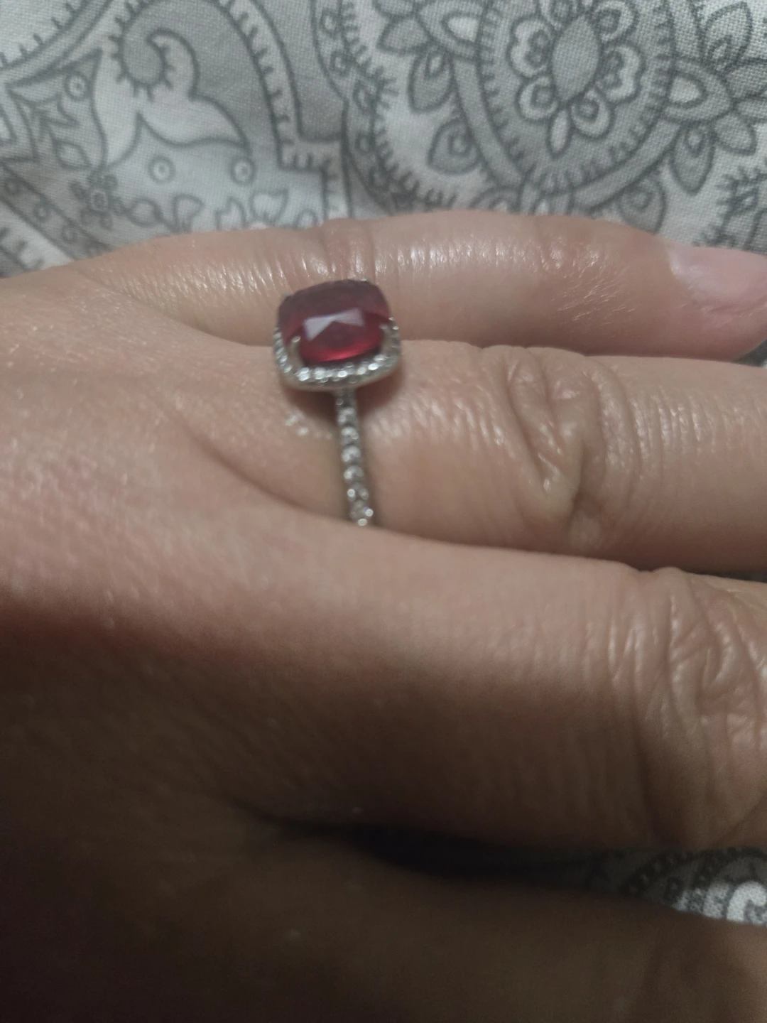 Sterling Silver Red Gemstone Ring - photo 2