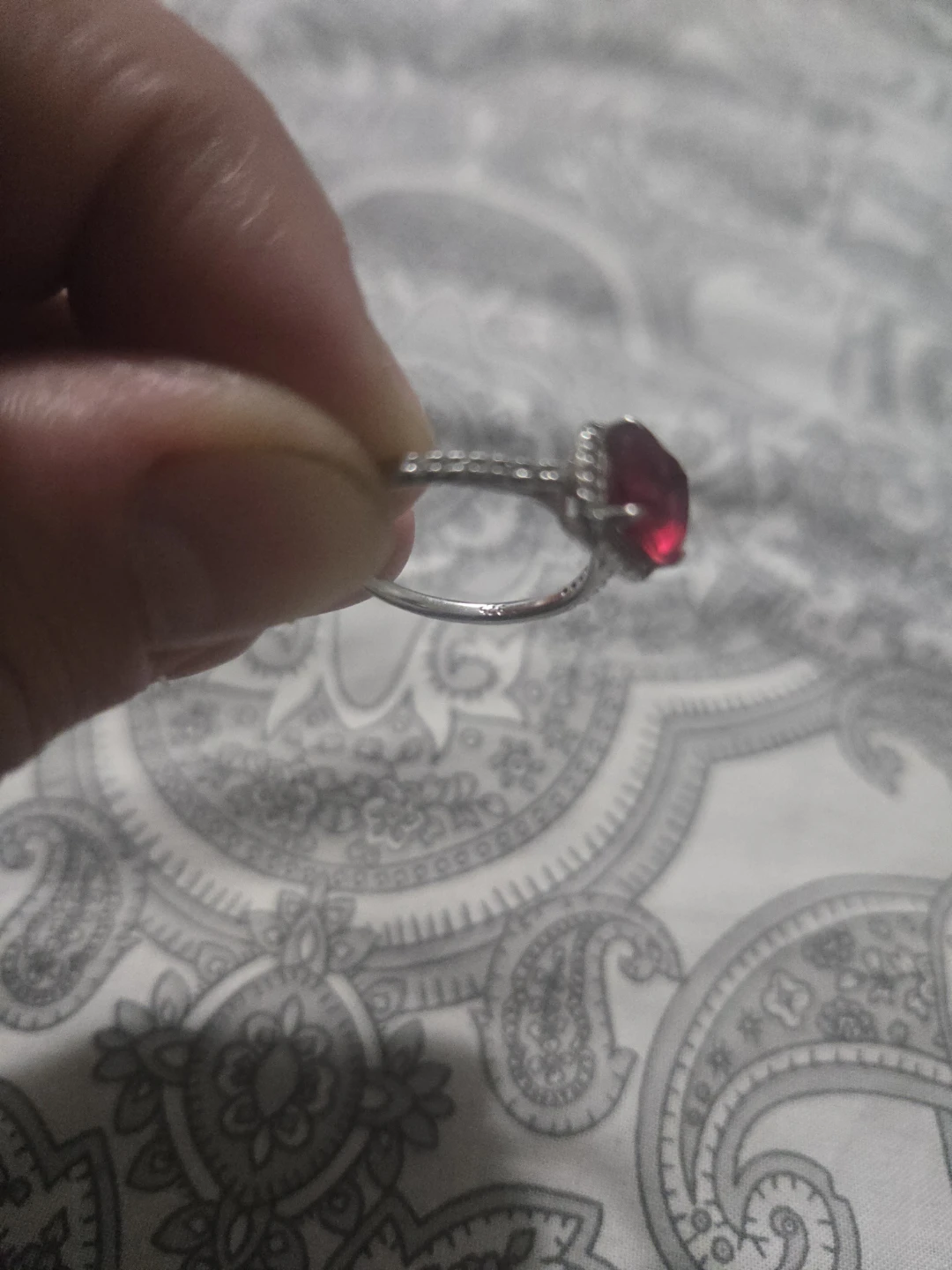 Sterling Silver Red Gemstone Ring - photo 3