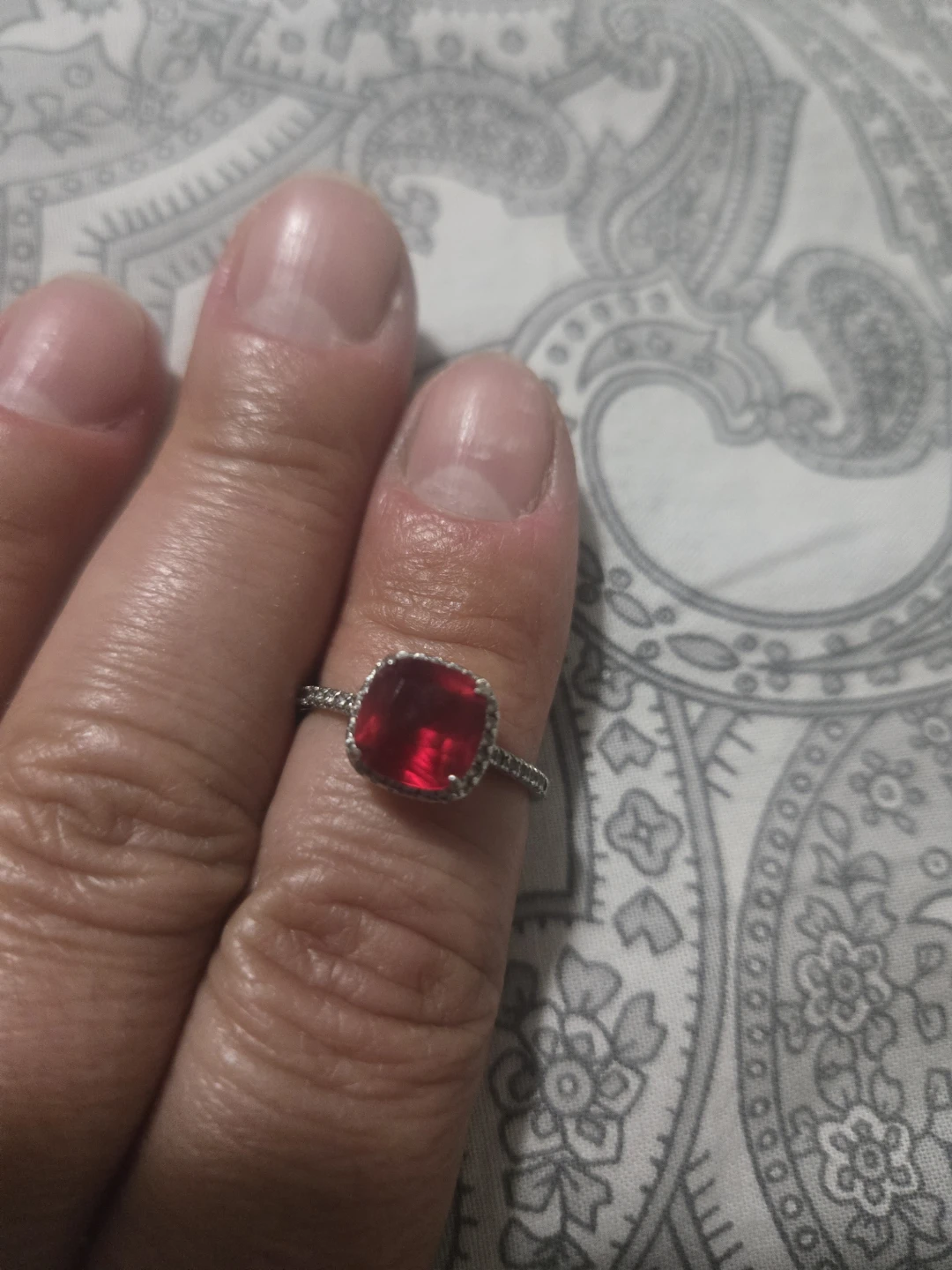 Sterling Silver Red Gemstone Ring - photo 4