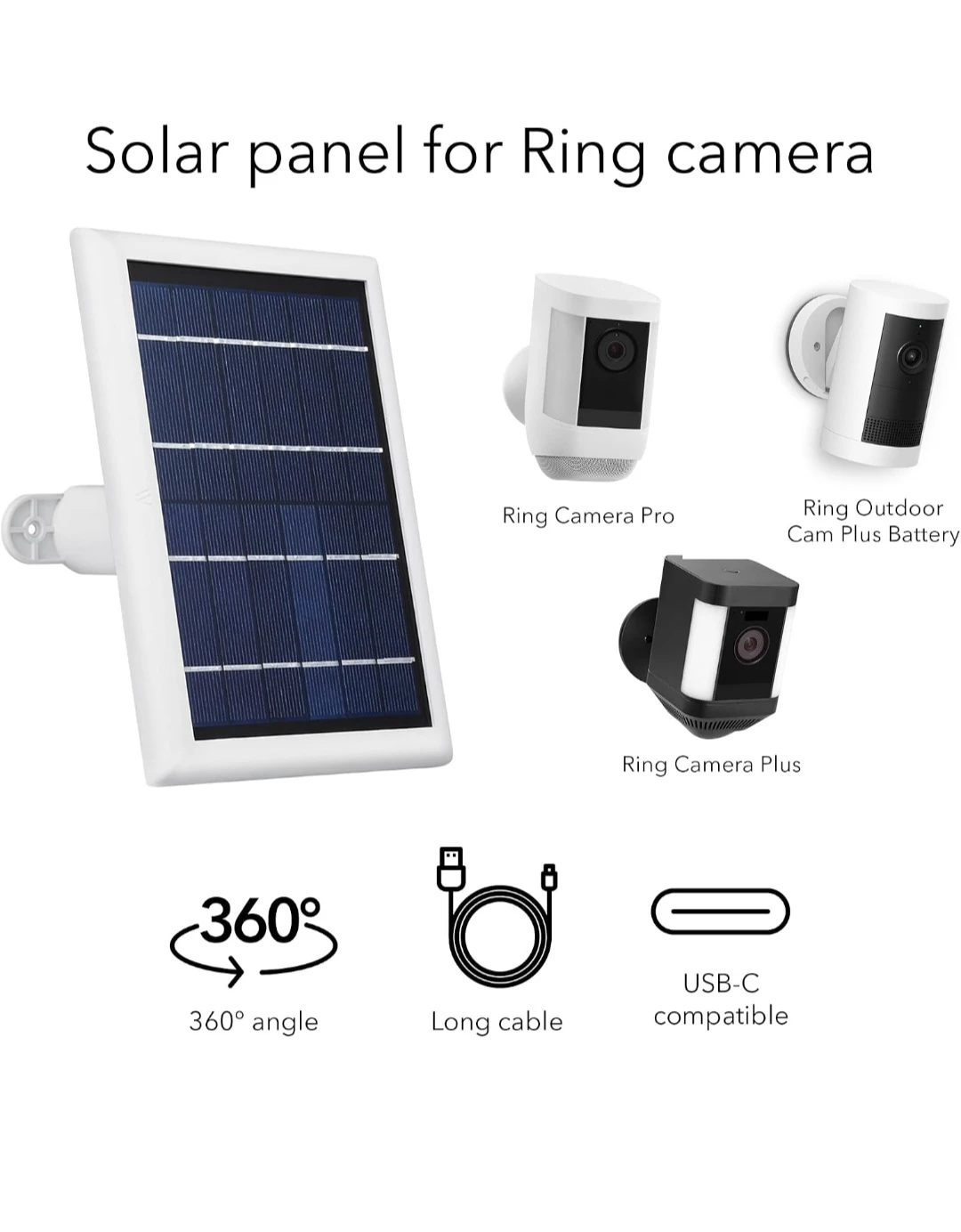 White Solar Panel for Ring Cameras