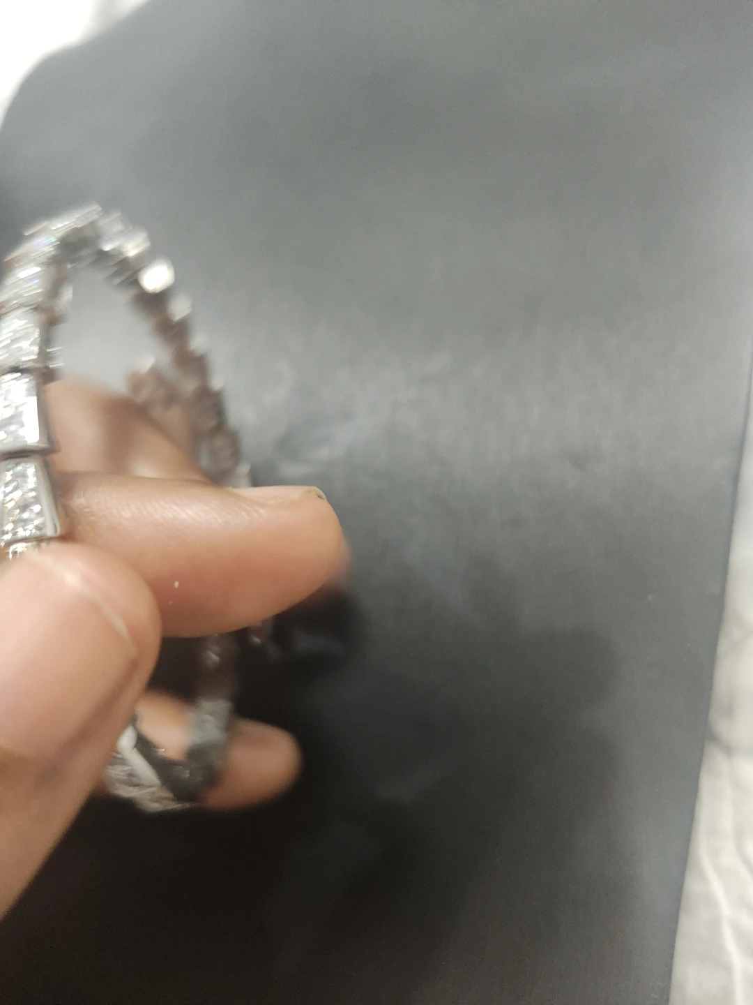 Silver Snake Bangle Bracelet with Crystals - photo 3
