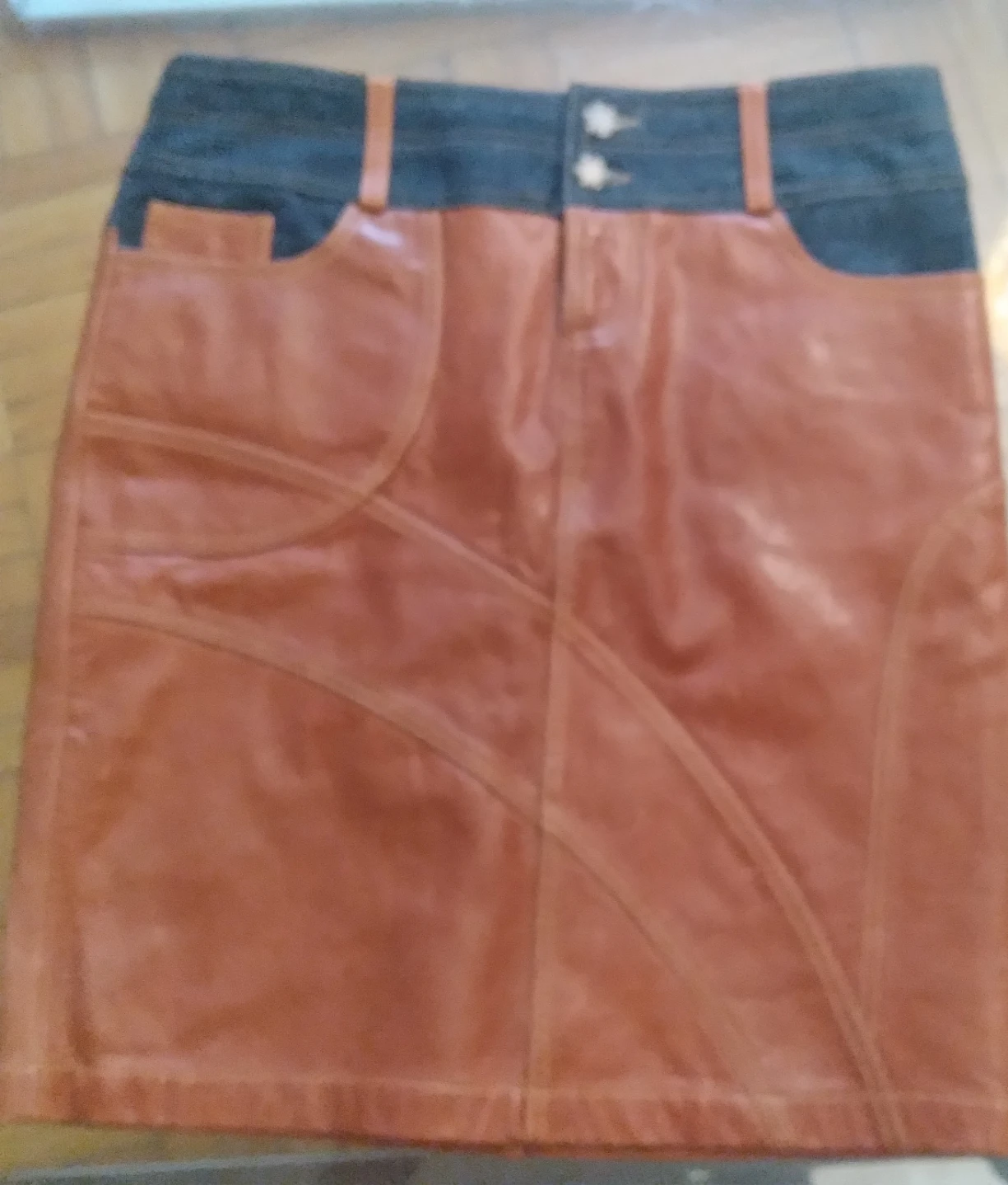 Cache leather and denim skirt size 6