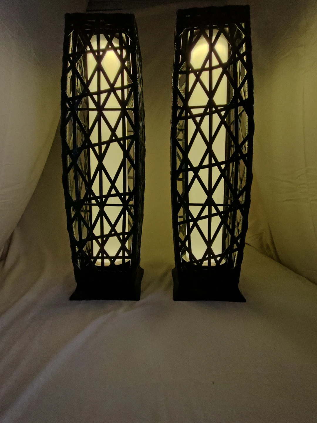 Set of 2 Tall Woven Lanterns