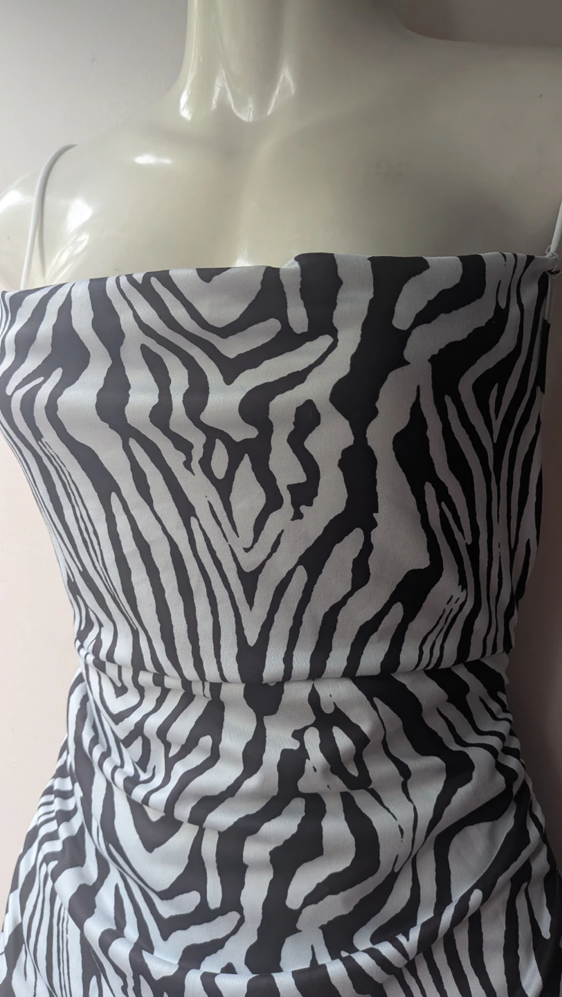 Zebra Print Ruched Mini Dress SMALL SIZE - photo 2