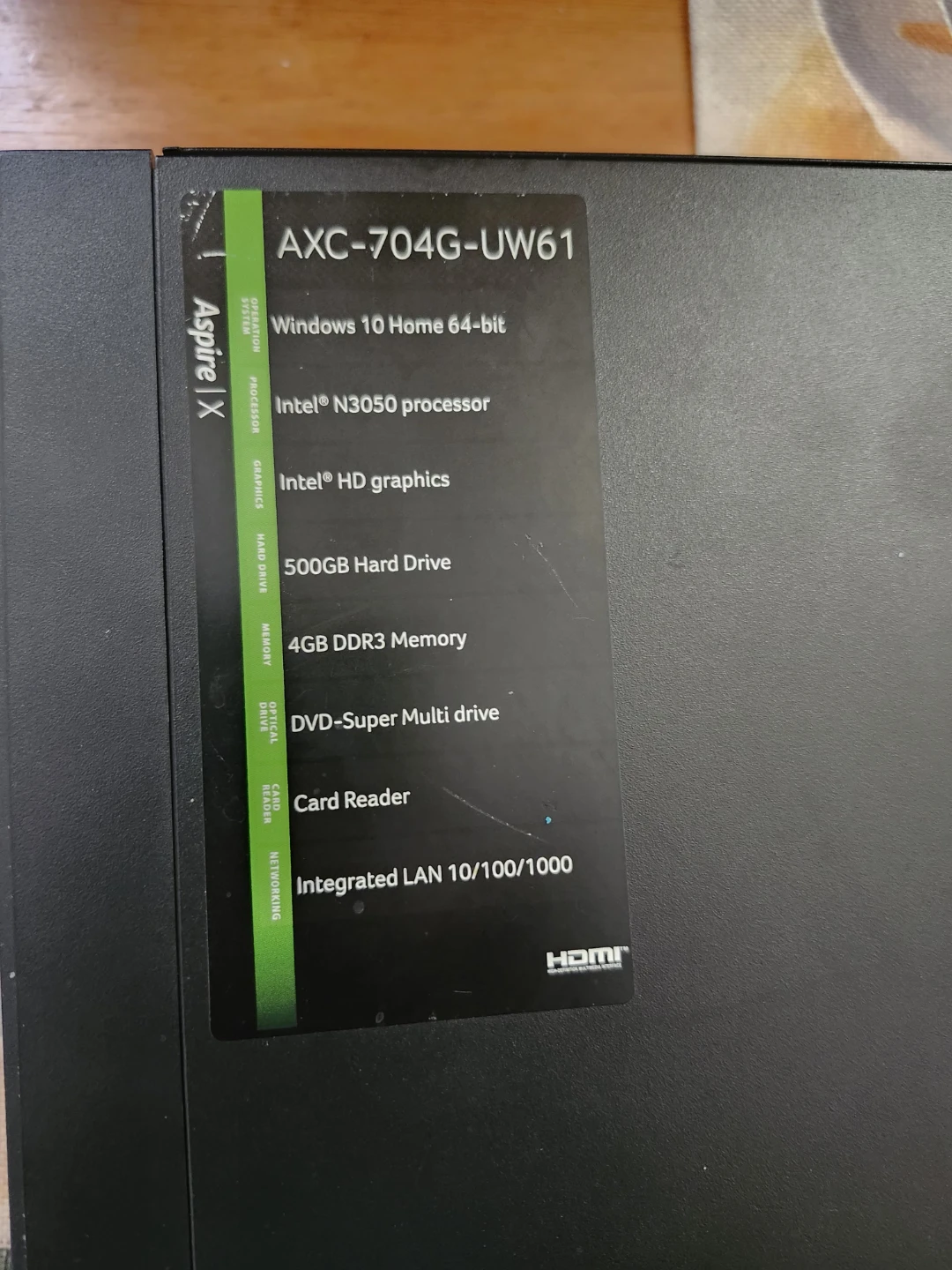 Acer Aspire AXC-704G-UW61 Desktop Computer - photo 2