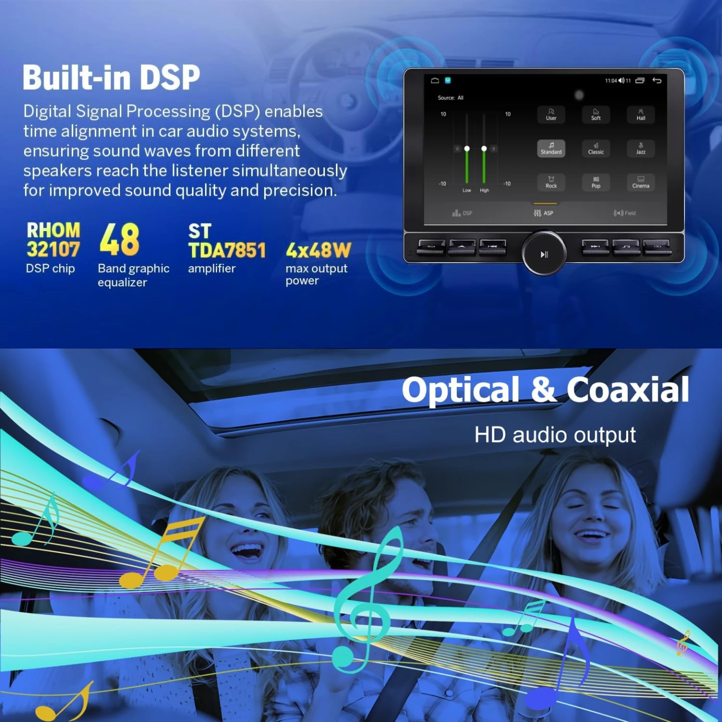 Single Din Car Radio with Wireless CarPlay & Android Auto - photo 5