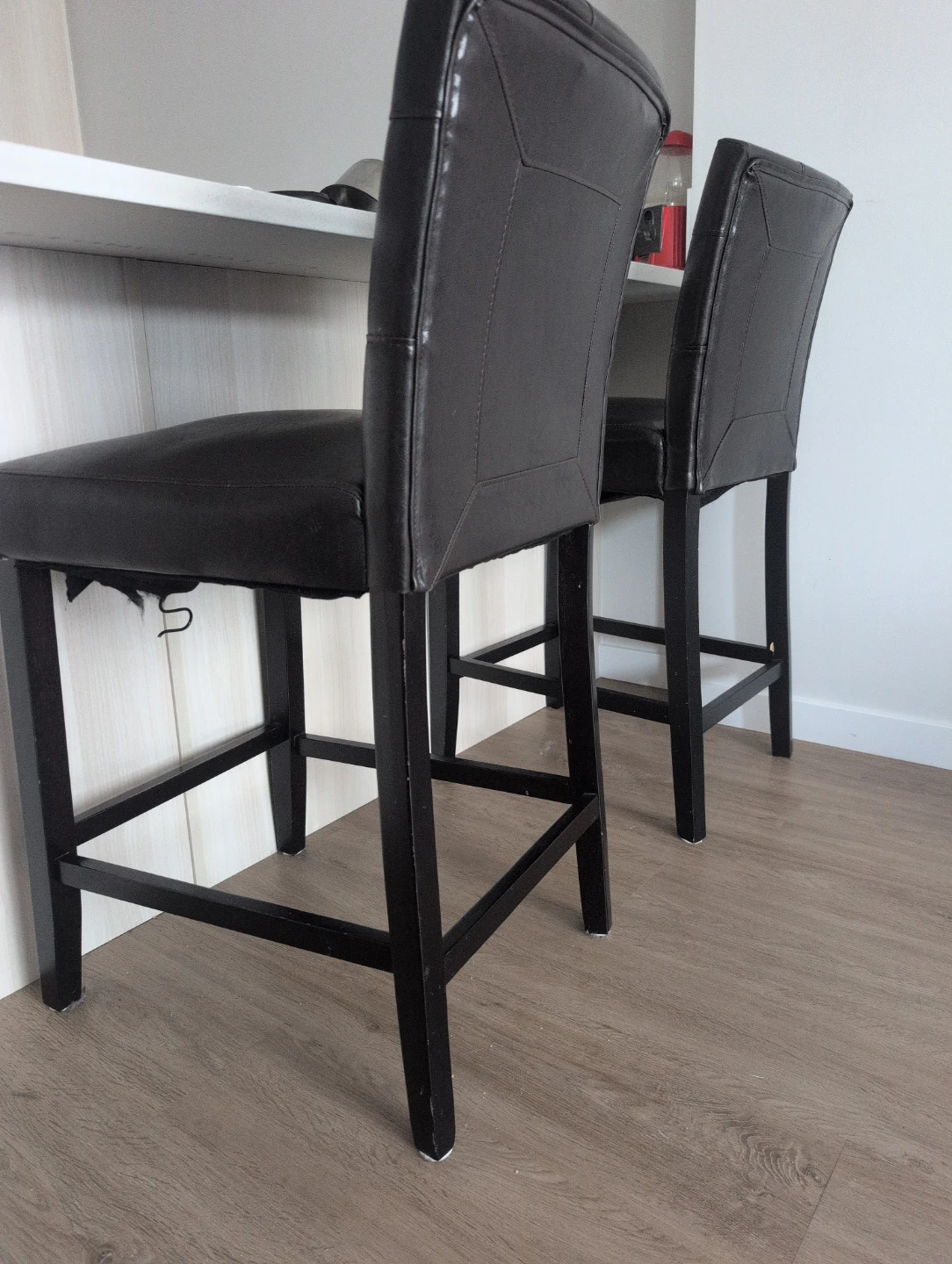 Dark Brown Faux Leather Bar Stools (Set of 2)