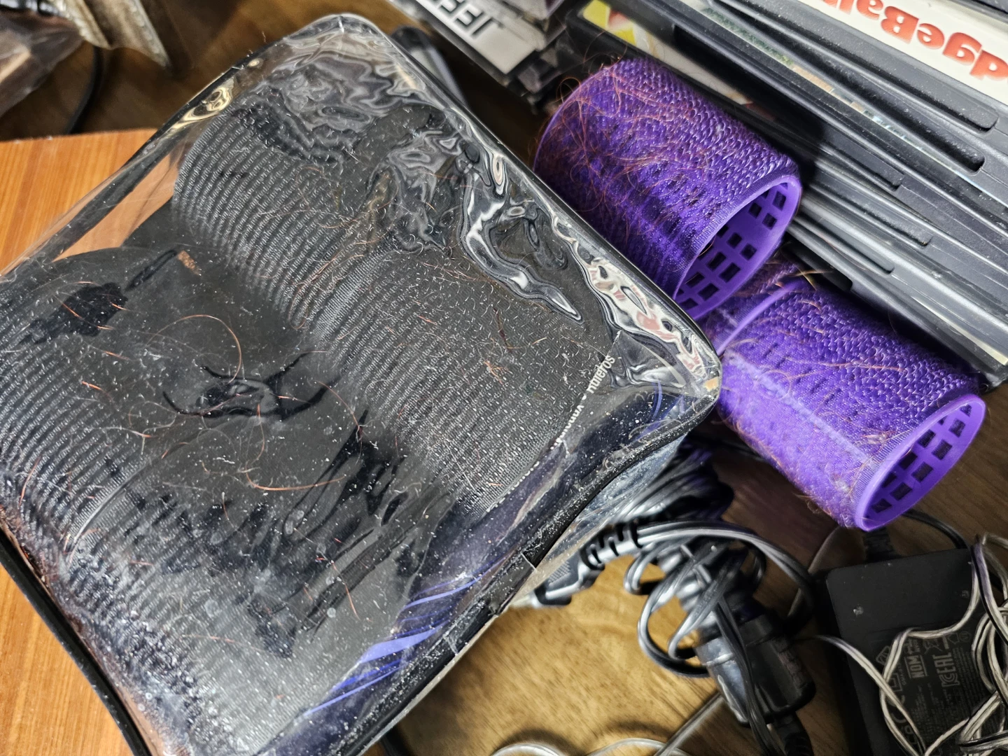 Curling iron, Black Hair Rollers Set with Purple Rollers