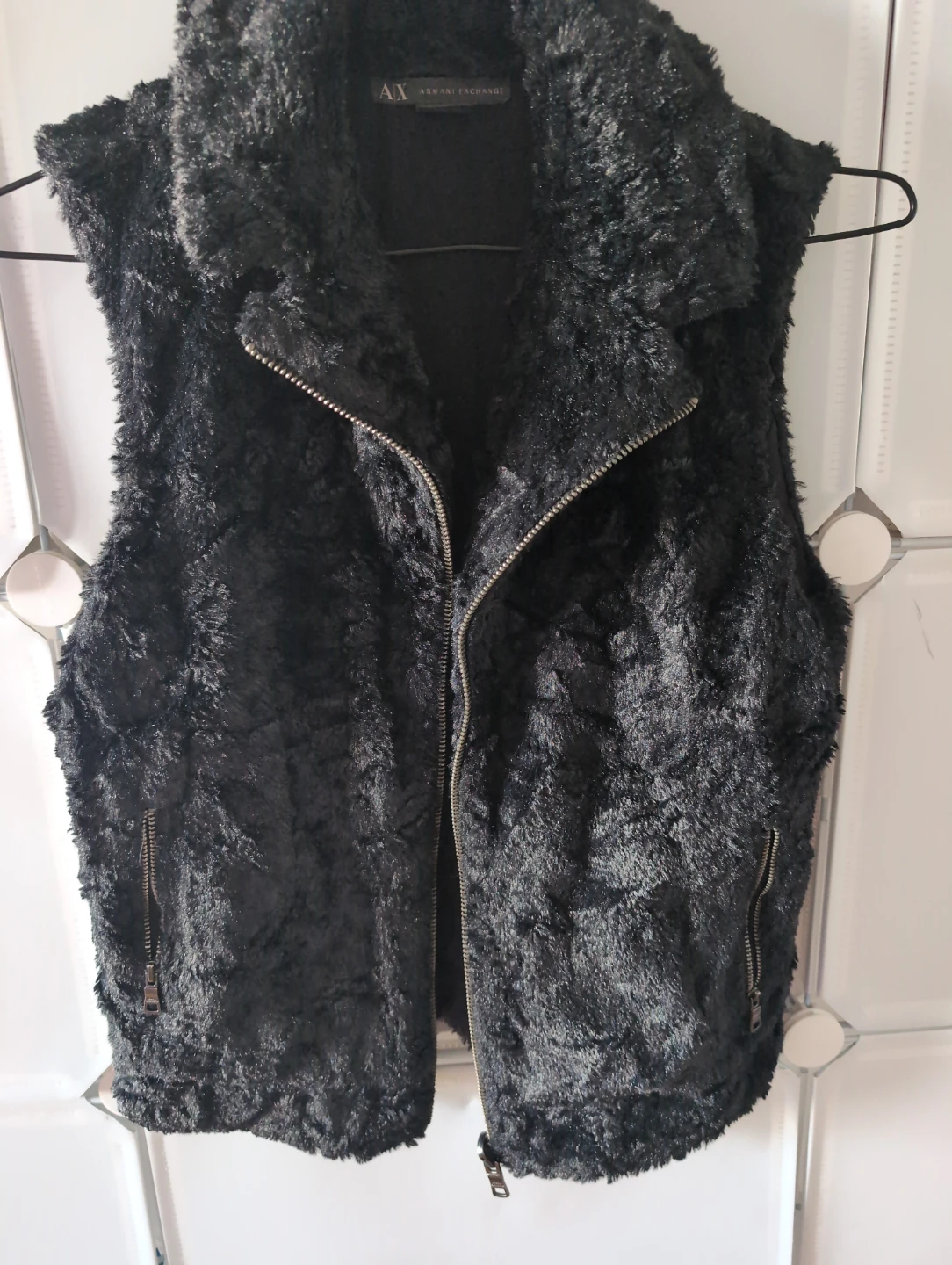 AX Armani Exchange Black Faux Fur Vest