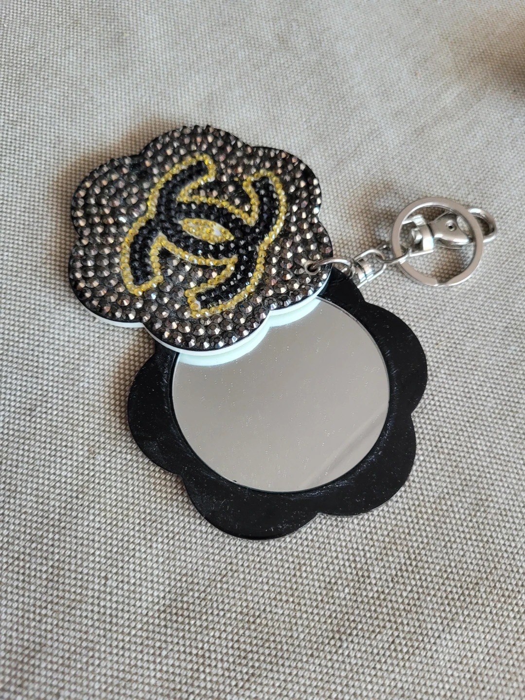 Chanel Camellia Flower Keychain with Mirror