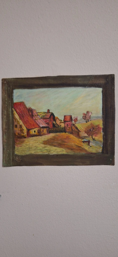 Original Oil Painting of a Farmhouse Scene - photo 2