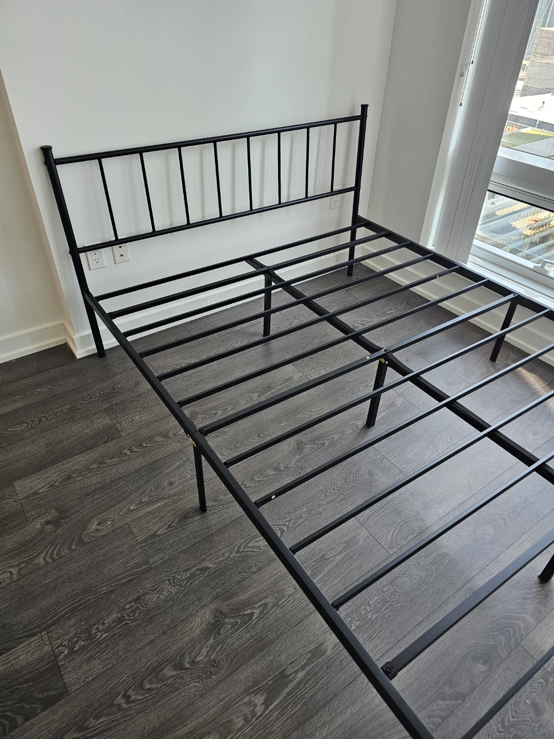 Black Metal Bed Frame with Headboard
