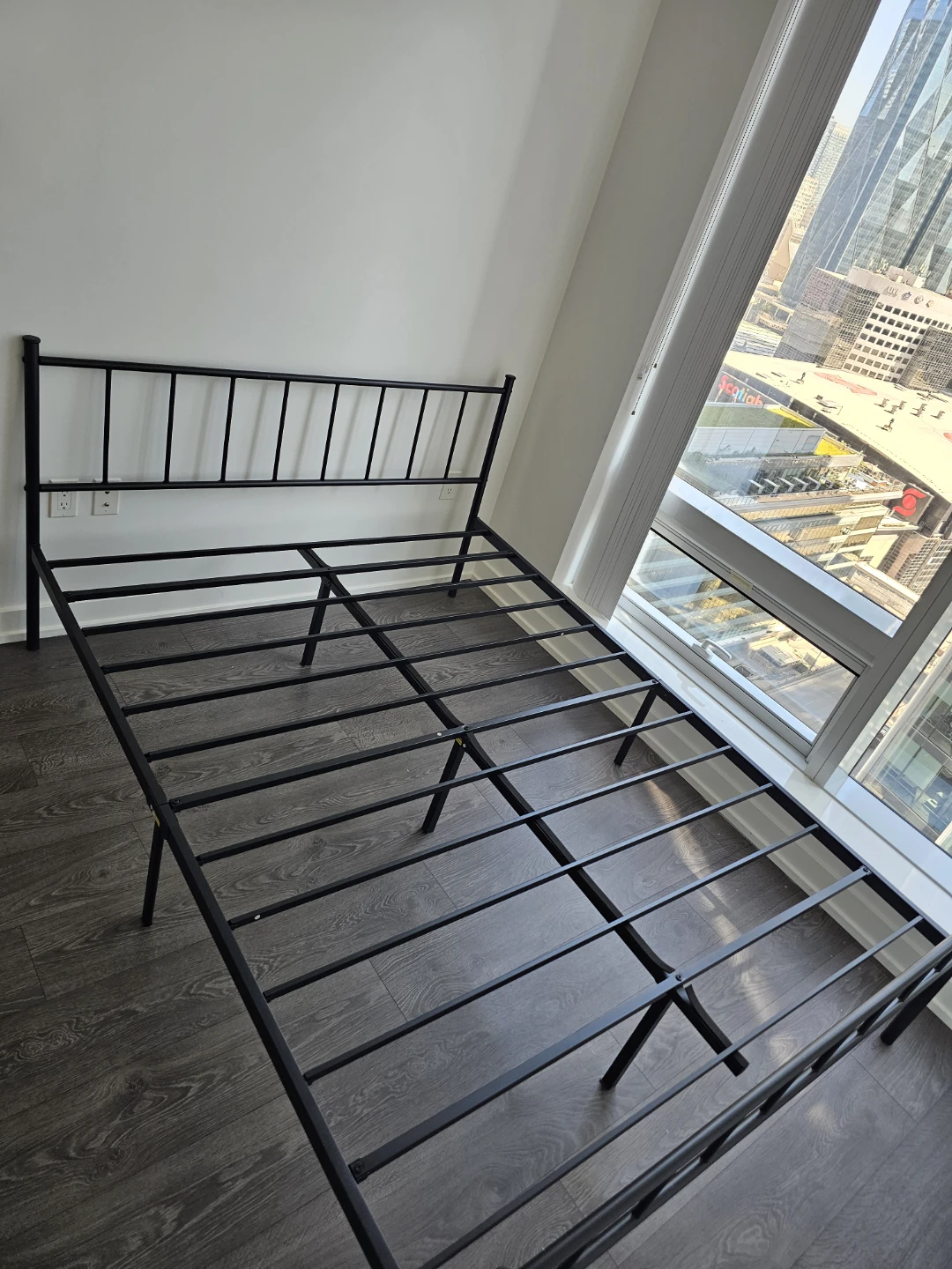 Black Metal Bed Frame with Headboard - photo 2