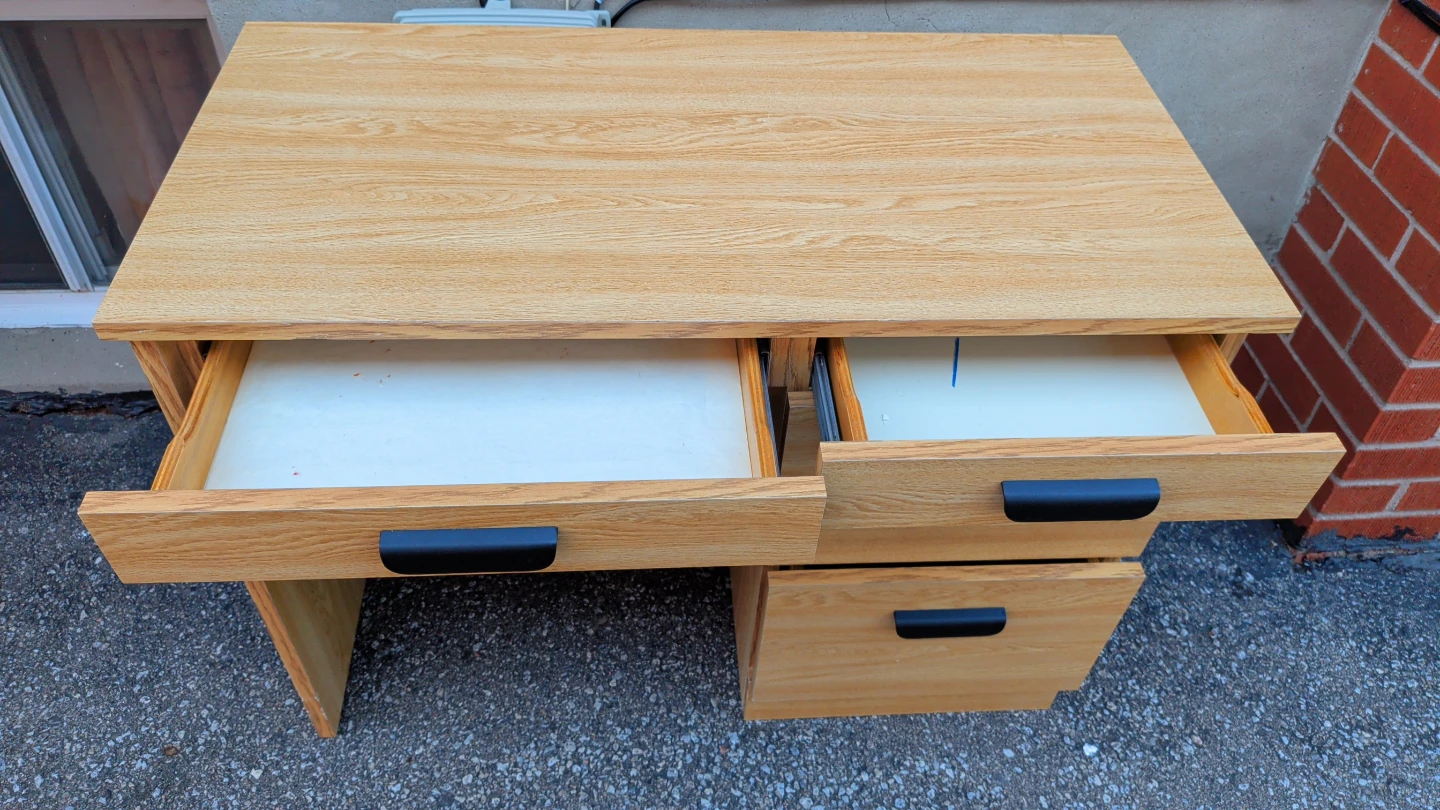 Oak Wood Desk with Drawers - photo 2