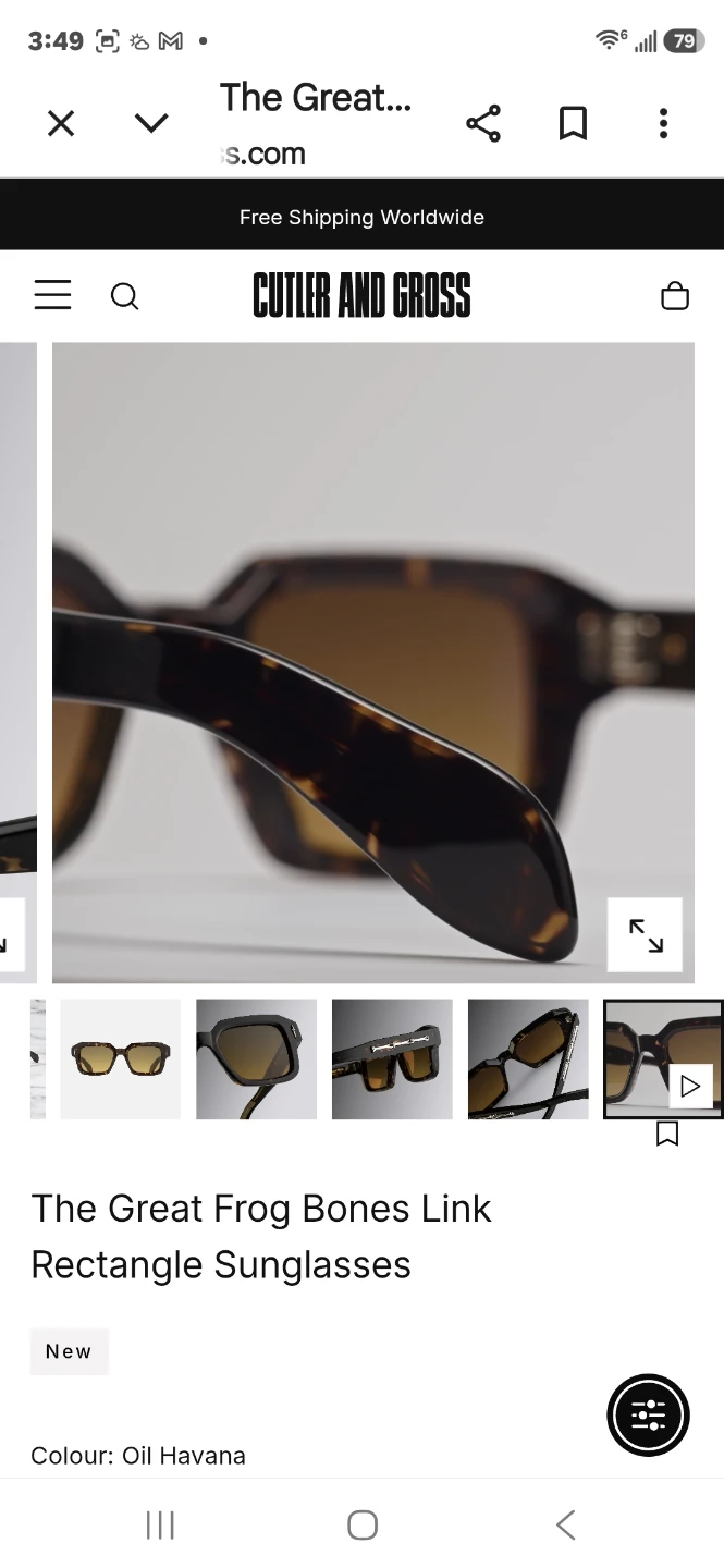 Cutler and Gross The Great Frog Bones Link Rectangle Sunglasses - photo 4