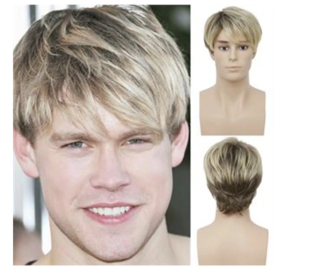 Men Blonde Wigs Short Layered Male Wig Synthetic