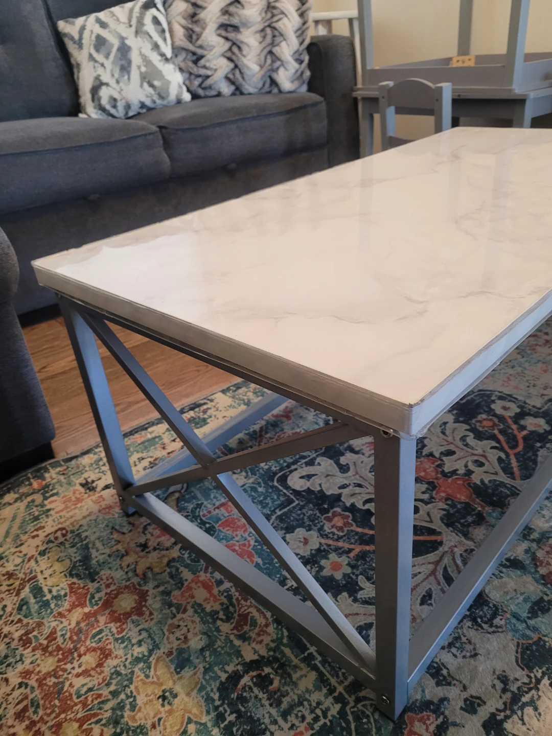 Modern Coffee Table with Marble-Look Top