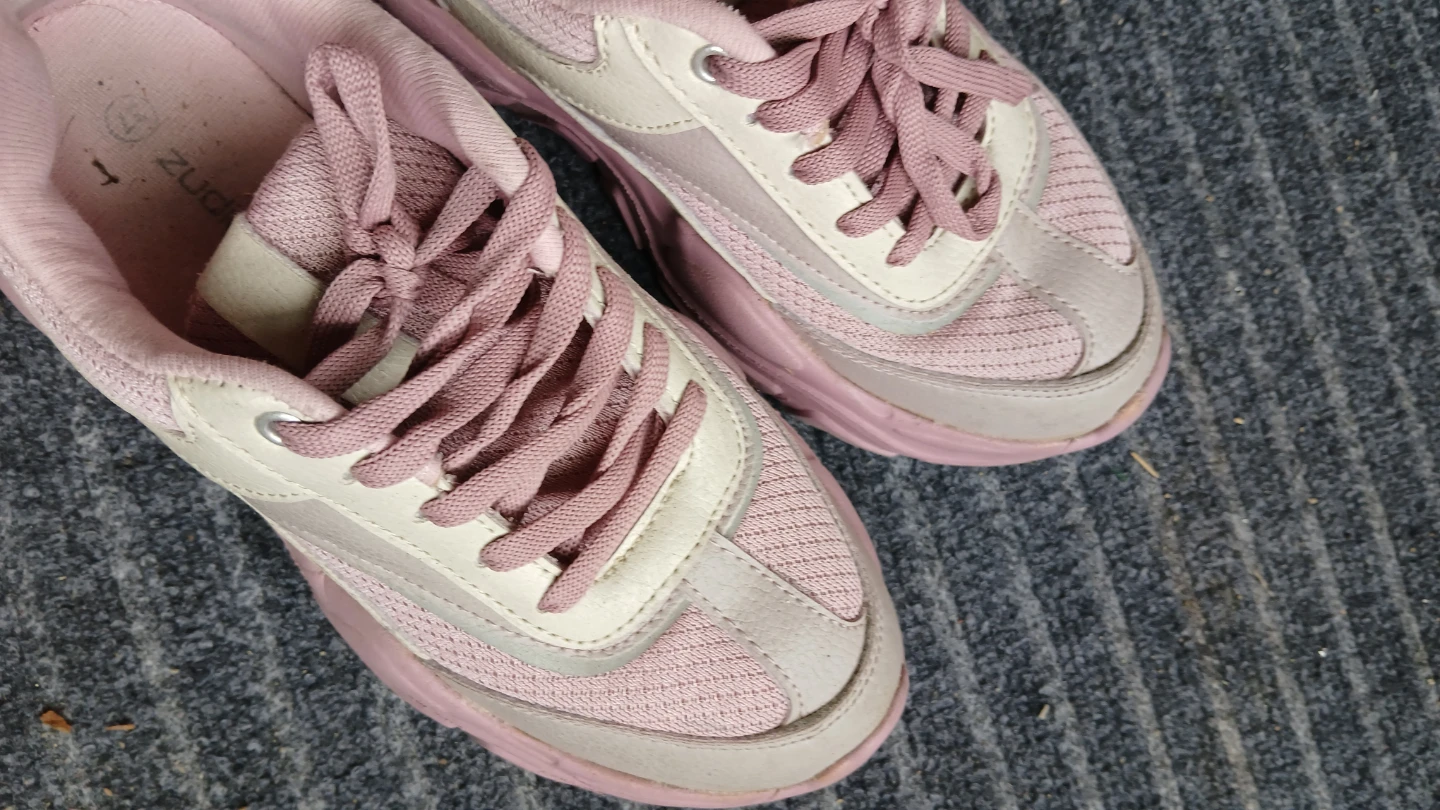 Pink and Grey Lace-Up Sneakers - photo 3