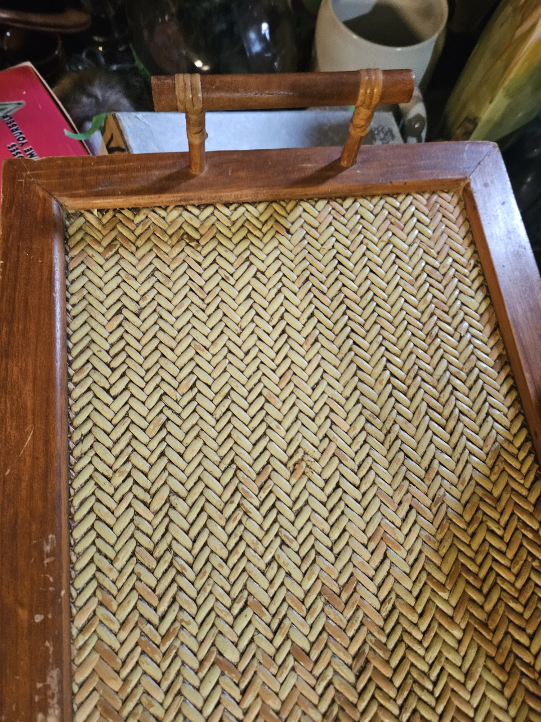 Wooden Tray with Woven Insert - photo 4