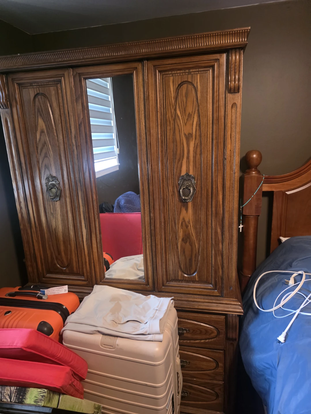 Wooden Wardrobe with Mirrors