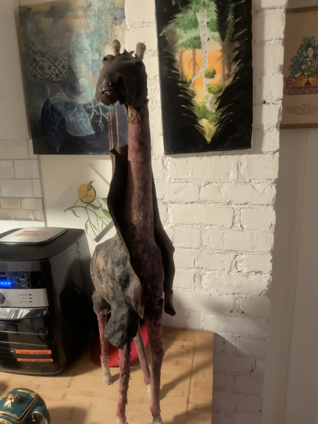 Unique Giraffe Sculpture (skinned wearing its own fur as a coat) - photo 4