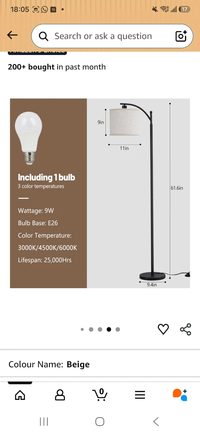 Black Arc Floor Lamp with Linen Shade - photo 5