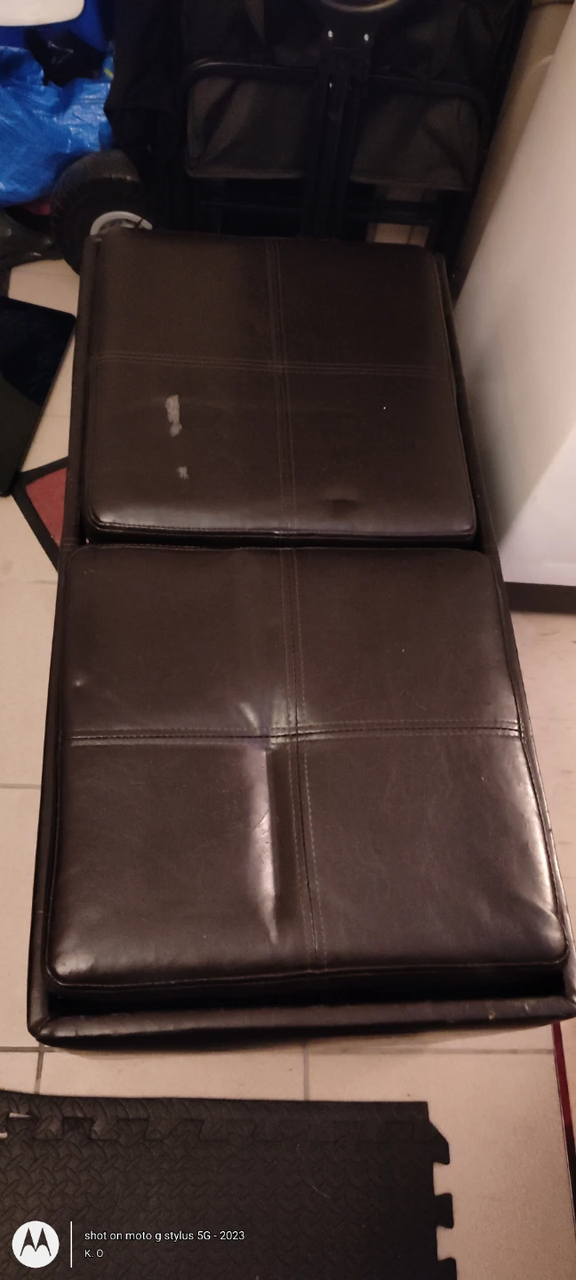 FREE Black Storage Ottoman Bench – Dual Flip-Top Trays (As-Is)