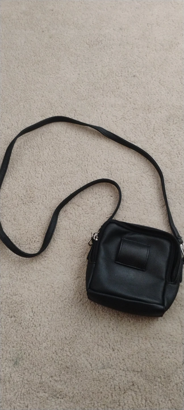 Black Faux Leather Crossbody Bag