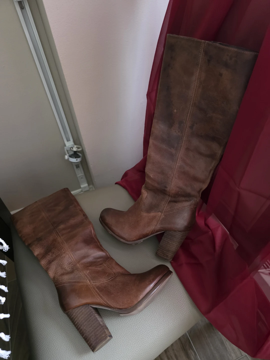 Brown Leather Knee-High Boots