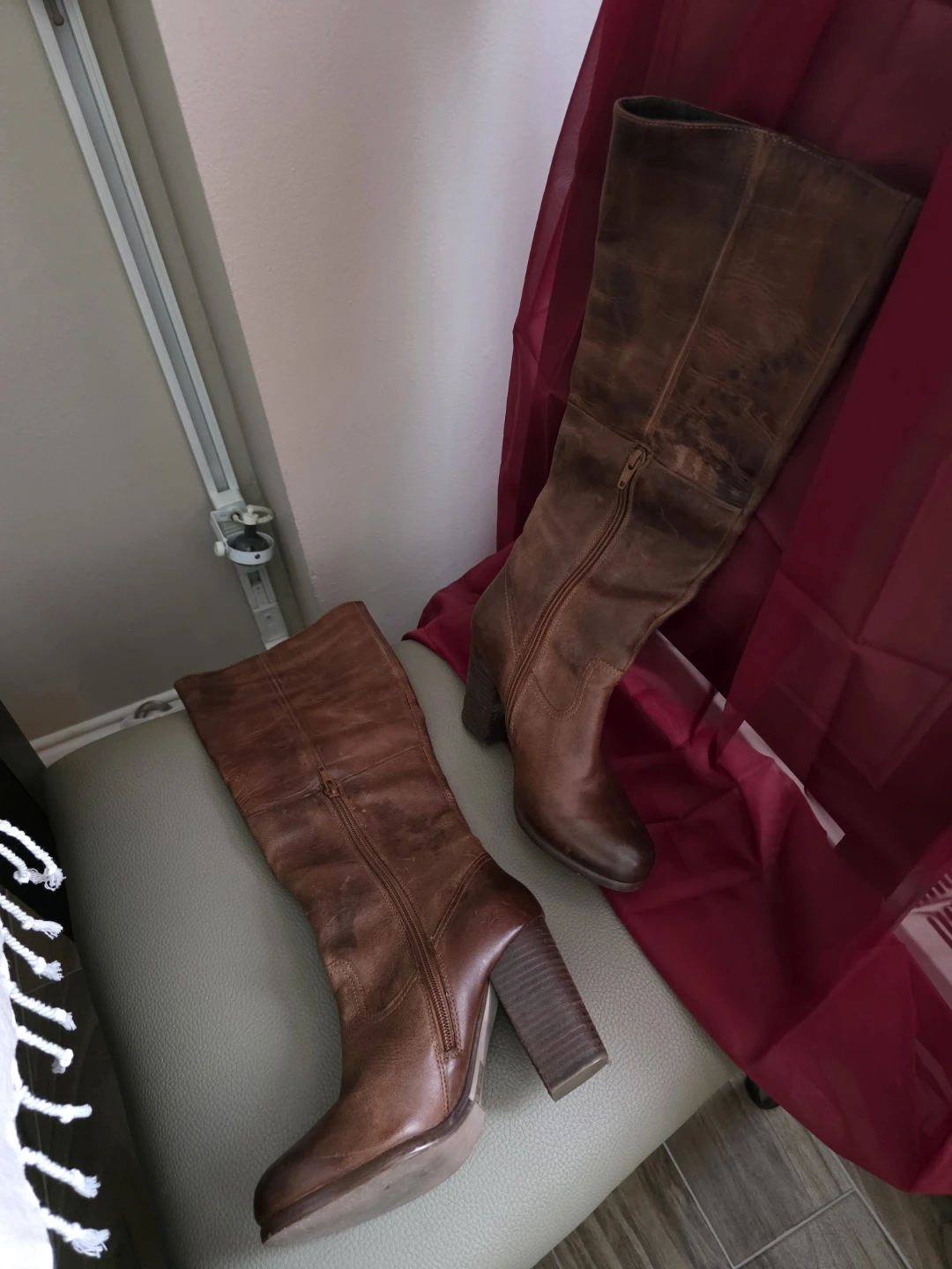 Brown Leather Knee-High Boots - photo 2