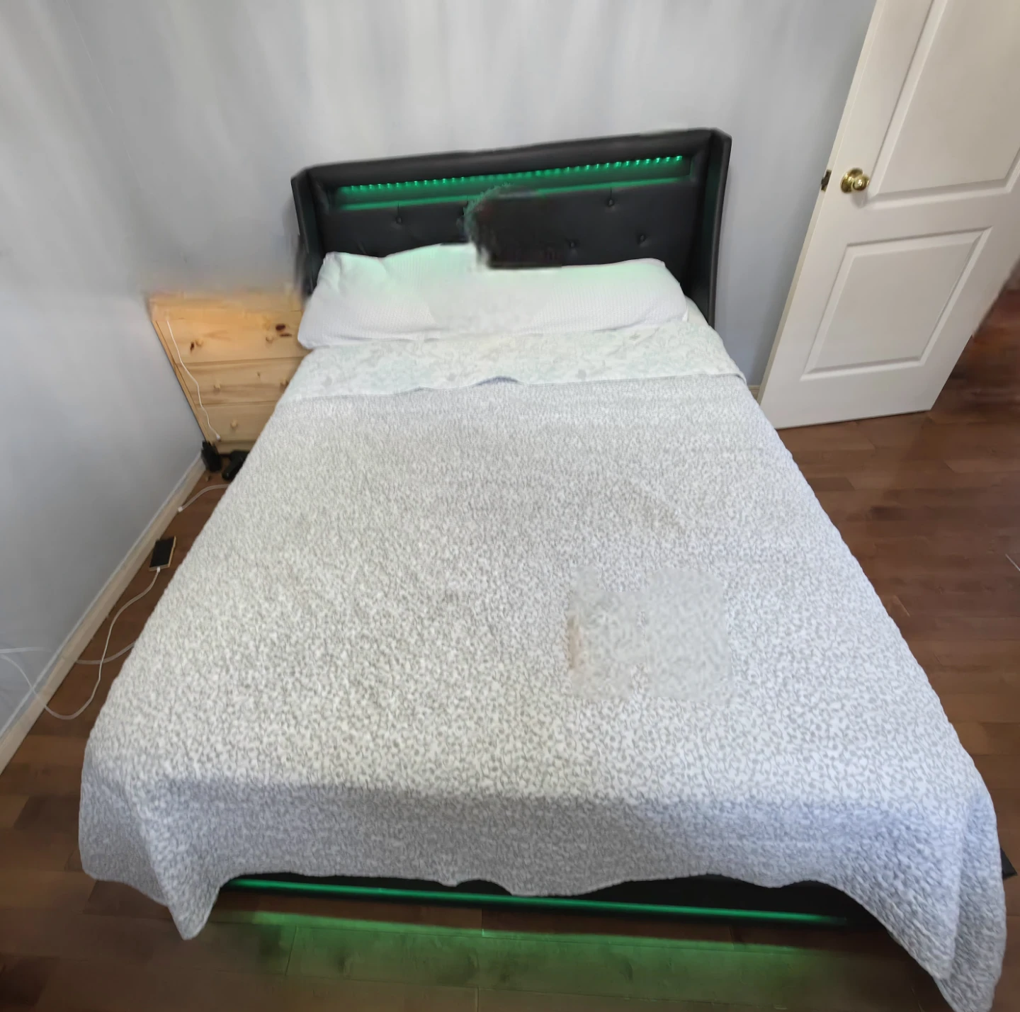 Queen Bed Frame with LED Lights and Fast Charging ports - photo 2