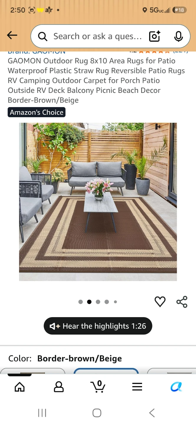 GAOMON Outdoor Rug 8x10 Area Rug - photo 2