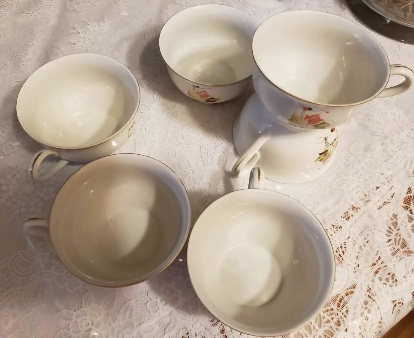 15 pcs Chinese porcelain vintage tea set gold trim - photo 5