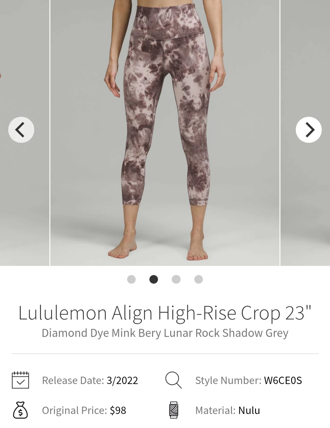 Lululemon Align High-Rise Crop 23" Leggings Diamond Dye