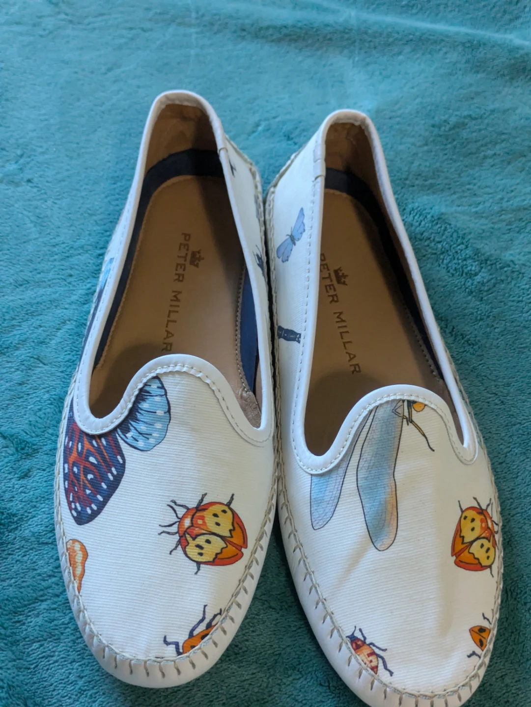 Peter Millar Women's Loafers 8.5 White Ladybug Butterfly Print - photo 2