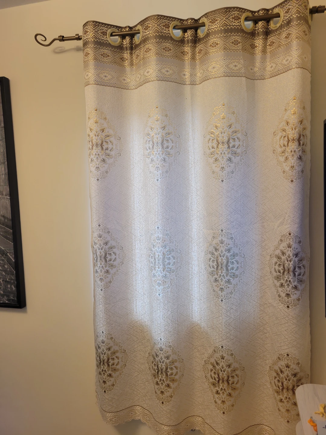 Luxury Decorative Grommet Curtains - Cream/Gold Pattern - photo 4