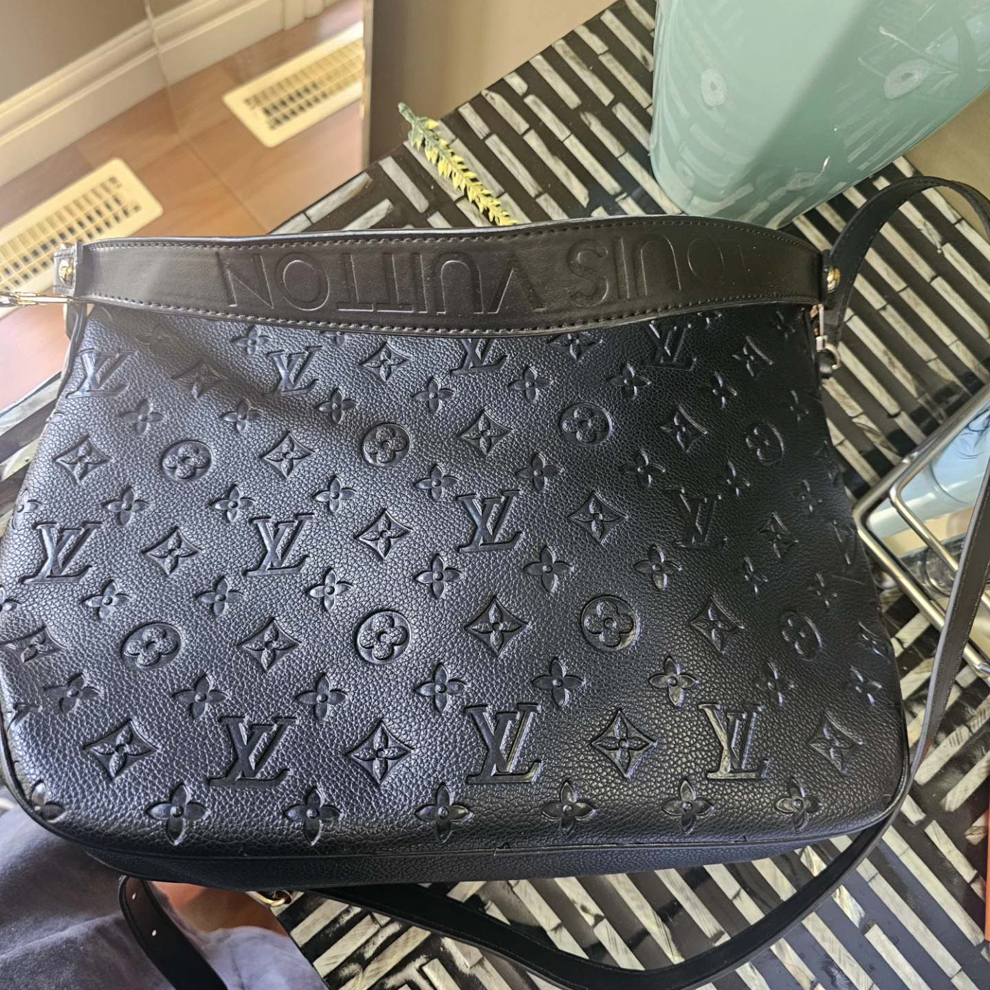 Lv Black Monogram Embossed Shoulder Bag - photo 4