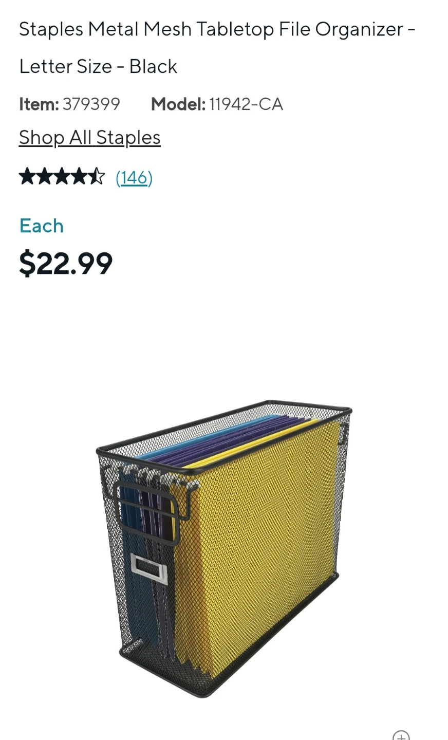 Stapes Metal Mesh Tabletop File Organizer - photo 3