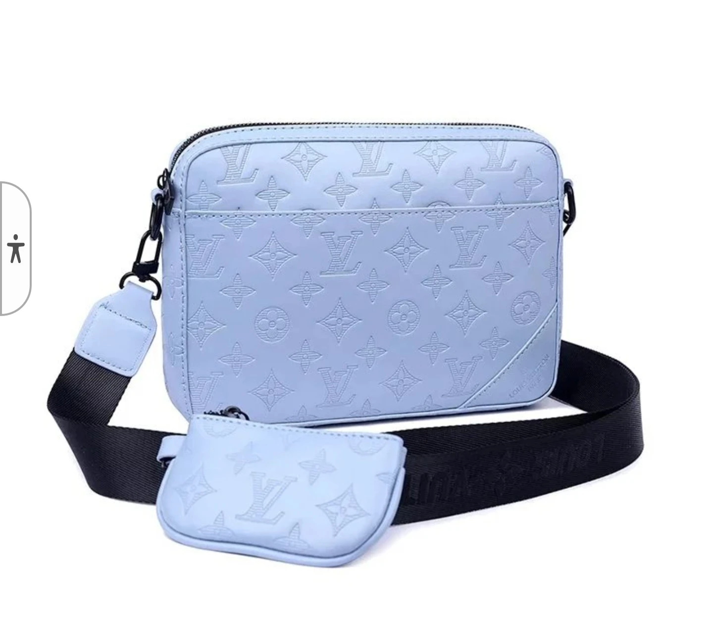 Louis Vuitton Blue Monogram Embossed Crossbody Bag with Pouch