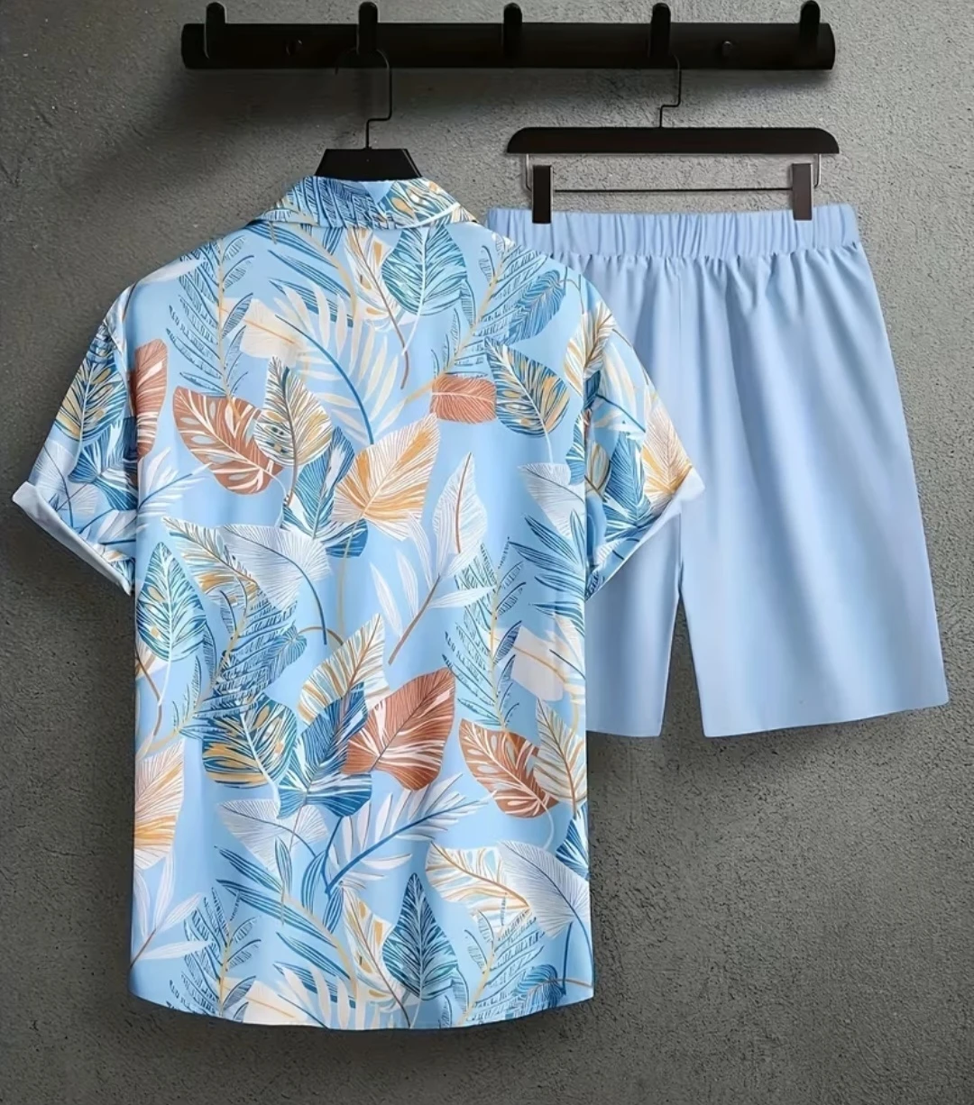 Men's Floral Print Short Sleeve Shirt and Shorts Set - photo 2