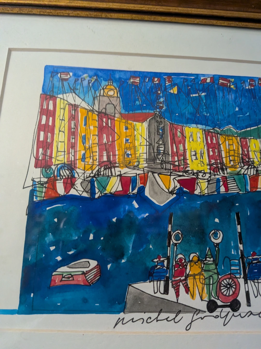 Michel Froget Framed watercolor and ink original painting - photo 2