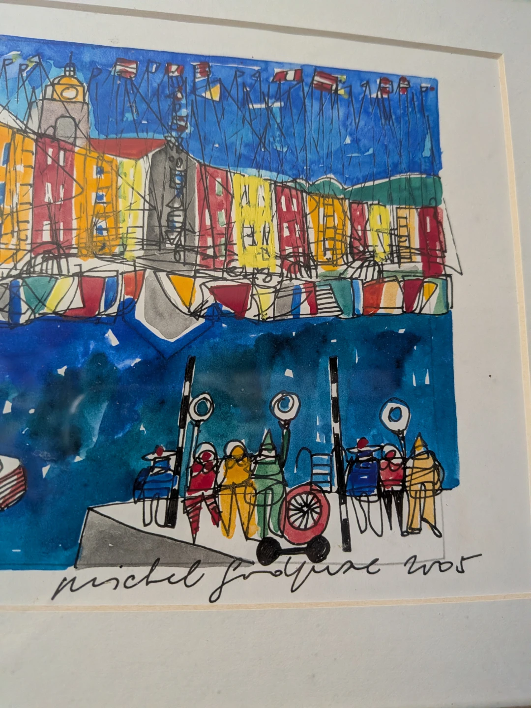 Michel Froget Framed watercolor and ink original painting - photo 3